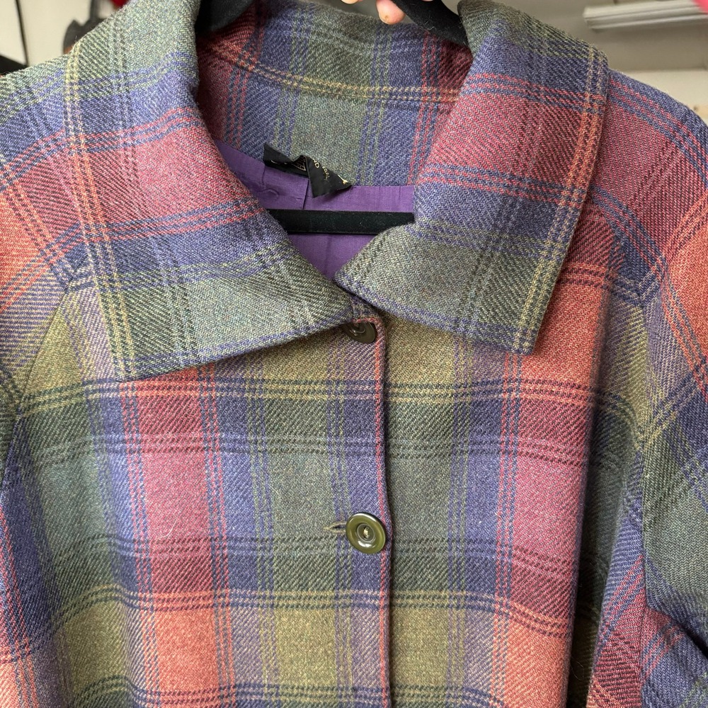Vintage Triona Design Ireland Multicolor Donegal Tweed Plaid Wool Coat - Picture 8 of 13
